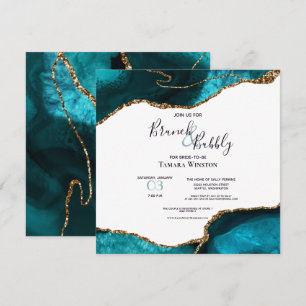 Invitation Brunch Bubbly Turquoise Gold Parties scintillant A