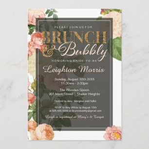 Invitation Brunch & Bubbly Vintage Fête des mariées florale