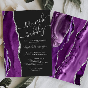 Invitation Brunch & Bubbly Violet Agate Argent Mariage