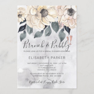 Invitation Brunch & bulle aquarelle fleurie douche nuptiale