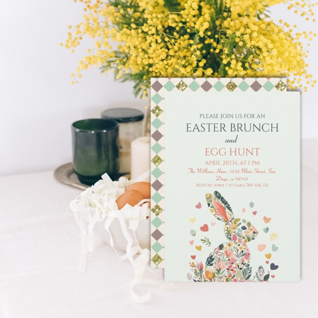 Invitation Brunch Bunny de printemps doux (Créateur téléchargé)