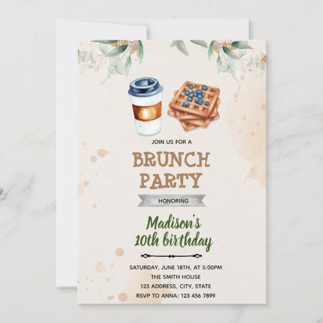Invitation brunch café gaufre (Devant)