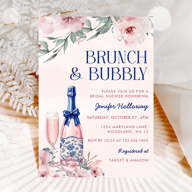 Invitation Brunch Champagne Et Fête des mariées Bubble (Créateur téléchargé)