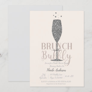 Invitation Brunch champagne & Fête des mariées Bubbly Argent