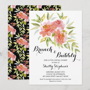Invitation Brunch chic et Fête des mariées fleurie bulle