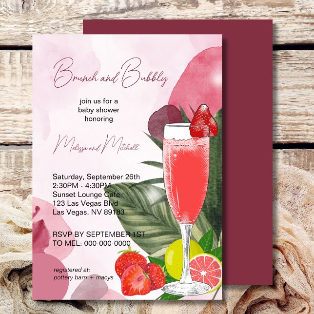 Invitation Brunch Citrus Purple Et Baby shower Bubbly (Créateur téléchargé)