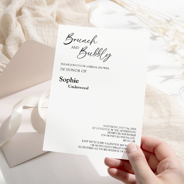 Invitation Brunch Classique Moderne Et Fête des mariées Bubbl (Créateur téléchargé)