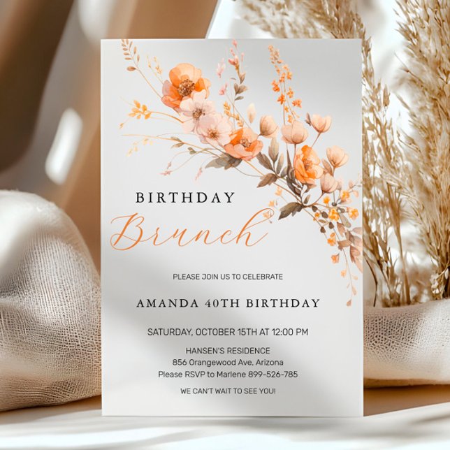 Invitation Brunch d'automne - Automne Floral (Créateur téléchargé)
