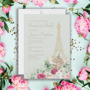 Invitation Brunch de baby shower Paris Tour Eiffel