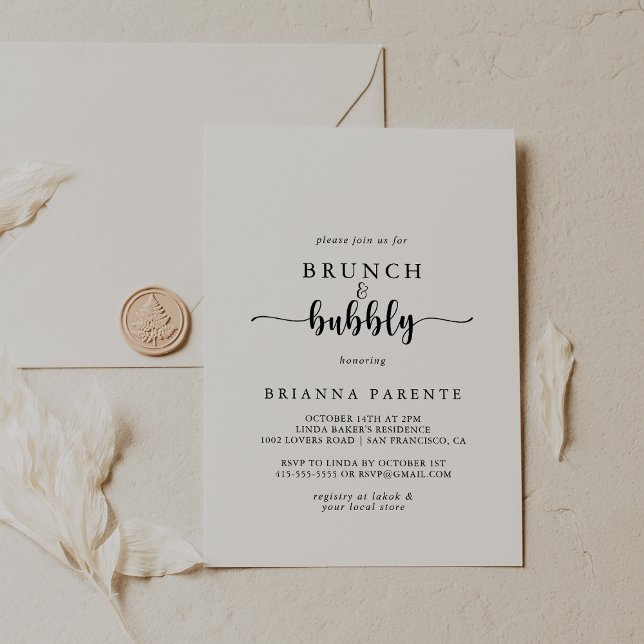 Invitation Brunch de calligraphie et Fête des mariées de bull (Créateur téléchargé)
