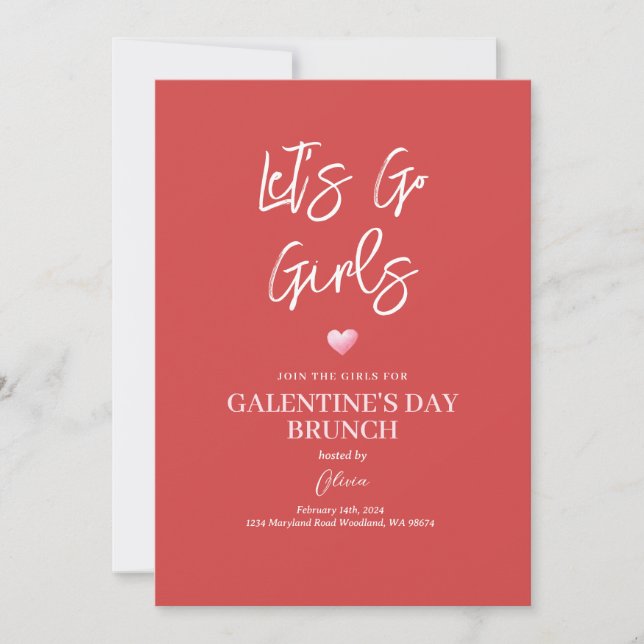 Invitation Brunch de fête de la Saint-Galentin pour filles (Devant)