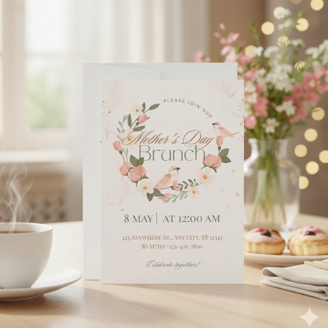 Invitation Brunch de Fête des Mères - Design éléga (Créateur téléchargé)