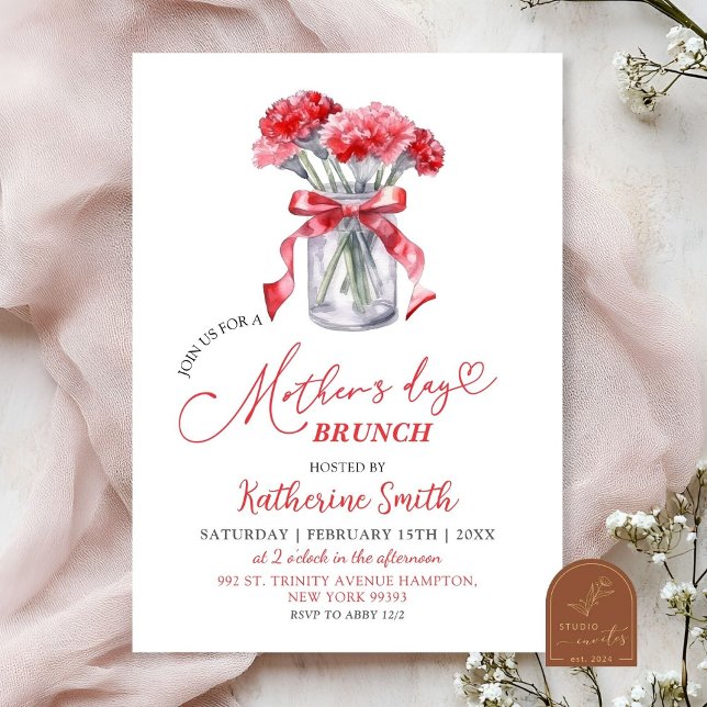 Invitation Brunch de la Fête des Mères Carnation (Créateur téléchargé)