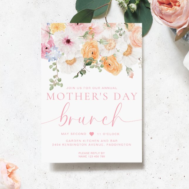 Invitation Brunch de la Fête des Mères de Millie Floral (Mothers Day Brunch Invitation Millie Floral )