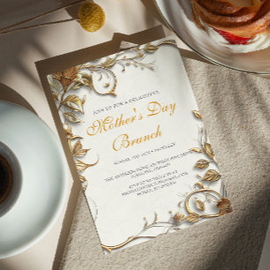 Invitation Brunch de la fête des mères Feuilles d'or