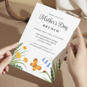 Invitation Brunch de la fête des Mères Floral Coccinelle Papi