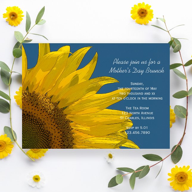 Invitation Brunch de la Fête des Mères Sunflower et Ciel Bleu (Créateur téléchargé)