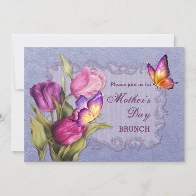 Invitation Brunch de la Fête des mères Tulipes du printemps (Devant)