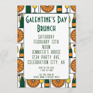 Invitation Brunch de la Galentines Day Mimosas Rétro
