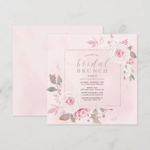 Invitation Brunch de la nuptiale florale de rose rose pâle