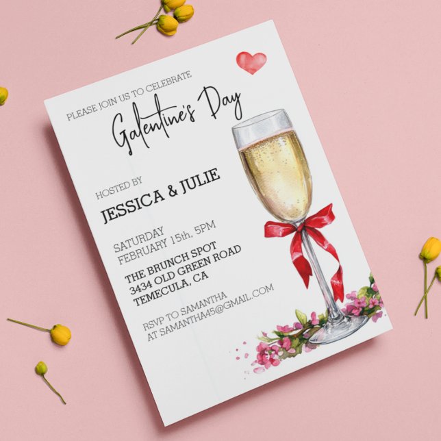 Invitation Brunch de la Saint-Galentin Champagne (Créateur téléchargé)