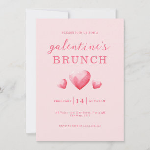 Invitation Brunch de la Saint-Valentin Moderne aux Cœurs Rose