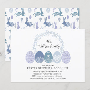Invitation Brunch de lapin décoratif et oeufs de P