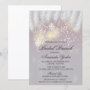 Invitation Brunch de Mariage Flocon de Neige Hiver