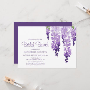 Invitation Brunch de mariage lilas Wisteria aquarelle