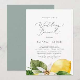 Invitation Brunch de mariage moderne Lemon Garden