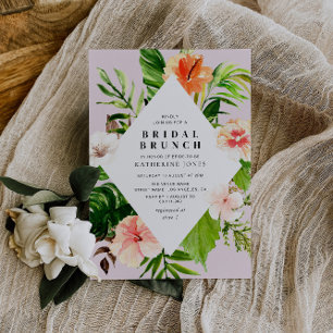 Invitation brunch de mariée feuille de palme tropicale modern