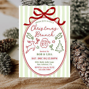 Invitation Brunch de Noël avec un nœud coquette de Père Noël