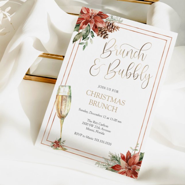 Invitation Brunch de Noël et champagne Bubbly (Créateur téléchargé)