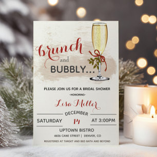 Invitation Brunch de Noël et Fête des mariées Bubbly