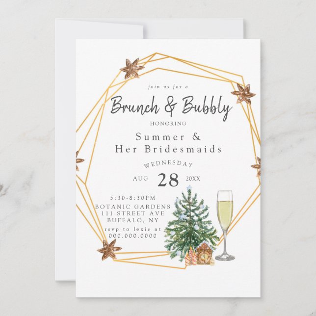 Invitation Brunch de Noël géométrique et bulle (Devant)