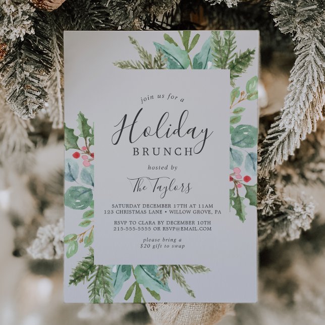 Invitation Brunch de Noël | Gris (Créateur téléchargé)