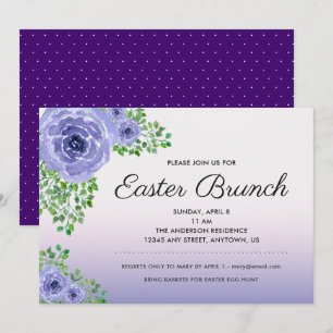Invitation Brunch de Pâques à fleurs violettes