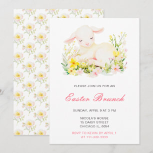 Invitation Brunch de Pâques agneau printanier