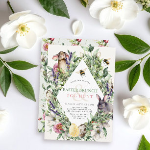 Invitation brunch de Pâques Bunny & Bee Greenery R