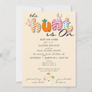 Invitation Brunch de Pâques Chasse aux oeufs Bunny coloré Pas
