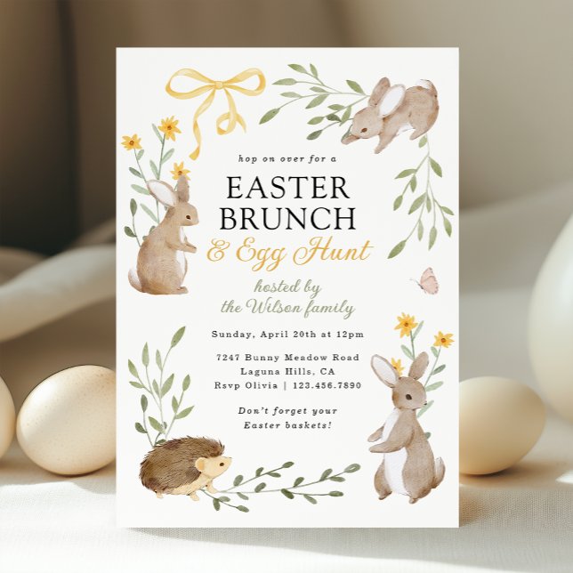 Invitation Brunch de Pâques & Chasse aux Oeufs Bunny Flore de (Créateur téléchargé)