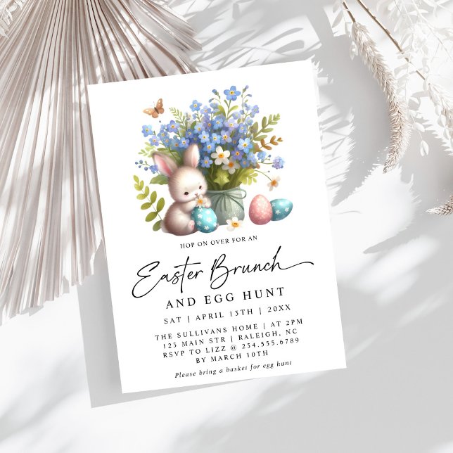 Invitation Brunch de Pâques de printemps de lapin moderne (Créateur téléchargé)