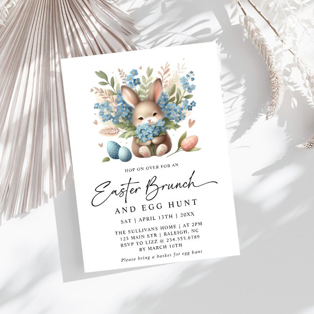 Invitation Brunch de Pâques de printemps de lapin moderne (Créateur téléchargé)