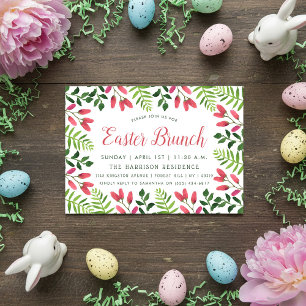Invitation Brunch de Pâques en fleurs printanières simples