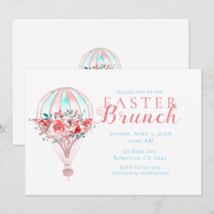 Invitation Brunch de Pâques en montgolfière florale Party de