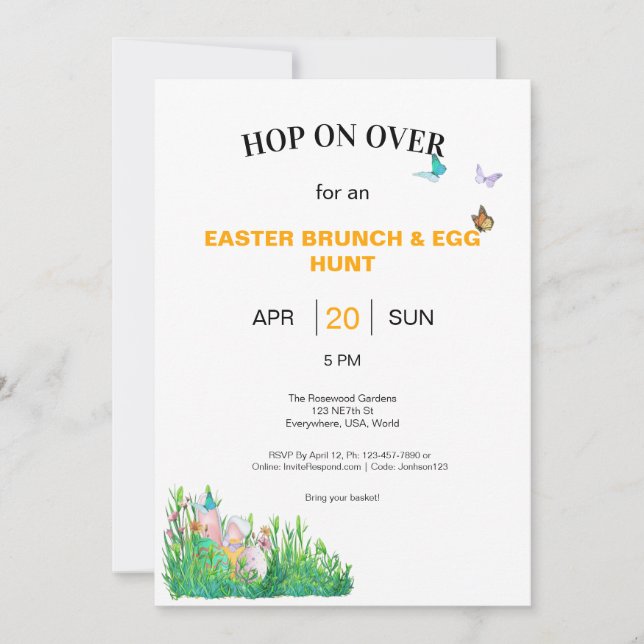 Invitation Brunch de Pâques et chasse aux oeufs (Devant)