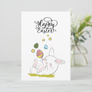 Invitation Brunch de Pâques et chasse aux oeufs   Cute lapin 