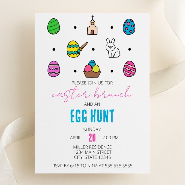 Invitation Brunch de Pâques et ligne de chasse aux oeufs Icôn (Créateur téléchargé)