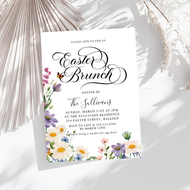 Invitation Brunch de Pâques Floral Fleur sauvage (Créateur téléchargé)