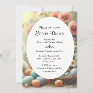 Invitation Brunch de Pâques Floral Pastel 